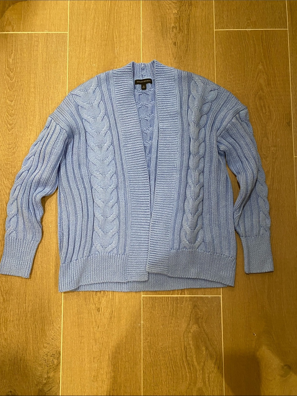 Banana Republic Light Blue Cable Knit Open Cardigan